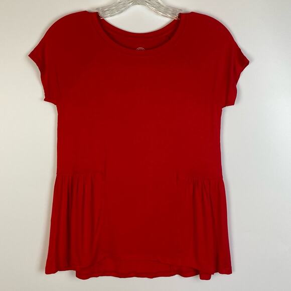 WONDER NATION GIRLS RED POPLIN TOP SIZE LARGE - Picture 1 of 10